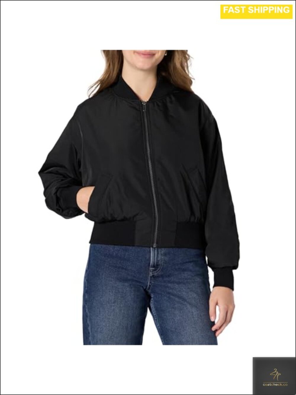 Women's Relaxed-Fit Denim Bomber Jacket Padded Water-Repellent Stretch